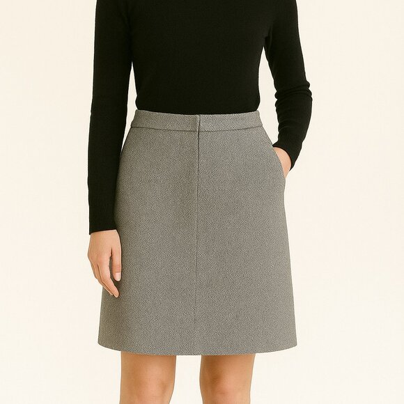 Kors Michael Kors Vintage 90s/Y2K Wool Cashmere Herringbone Pencil Skirt Sz 12 - Picture 1 of 10